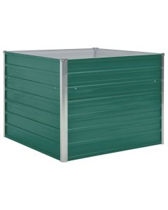 Jardinière lit surélevé plantes fleurs jardin 100 x 100 x 77 cm acier galvanisé vert