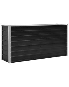 Jardinière lit surélevé plantes fleurs jardin anthracite 160 cm acier galvanisé