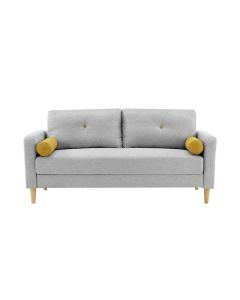 Canape 3 places + 2 coussins - tissu gris clair - l 175 x p 80 x h 85 cm - copenhague