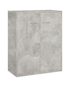 Buffet en bois d'ingénierie gris béton avec 2 portes et espace de rangement de 60x30x75 cm
