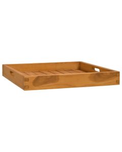 Plateau de service en bois de teck massif 50x50 cm avec poignées encastrées et bords relevés