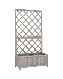 Jardinière à treillis de jardin 70 x 30 x 135 cm bois de sapin gris