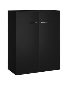 Buffet noir en bois d'ingénierie avec 2 portes et un design minimaliste - 60x30x75 cm