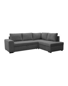 Canapé d'angle convertible réversible en tissu velours côtelé anthracite avec coffre de rangement - Lincoln 4 à 5 places
