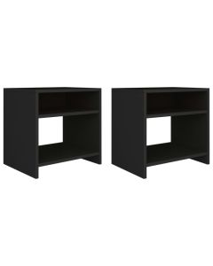 Ensemble de 2 tables de chevet noires en bois d'ingénierie de 40x30x40 cm avec compartiment ouvert et étagère