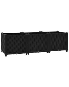Jardinière lit surélevé plantes fleurs jardin 120 cm polypropylène noir