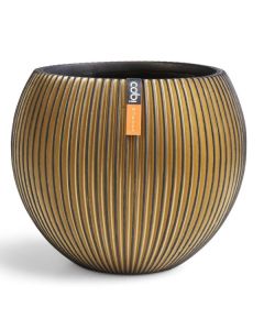 Pot forme boule Groove doré en fibres synthétiques H 51 cm x D 63 cm