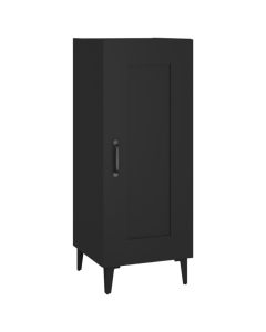 Buffet Noir 34,5x34x90 cm Bois d'Ingénierie avec Grand Espace de Rangement et Pieds Métalliques