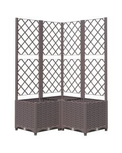 Jardinière avec treillis marron 80x80x136 cm en PP pour plantes grimpantes