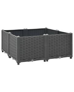 Jardinière lit surélevé plantes fleurs jardin 80 x 80 x 38 cm polypropylène gris foncé