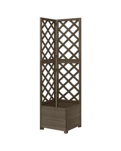 Jardinière d'angle en treillis 40 x 40 x 150 cm bois de sapin gris