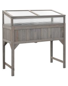 Jardinière lit surélevé plantes fleurs jardin avec serre 110 x 54 x 120 cm bois de sapin massif