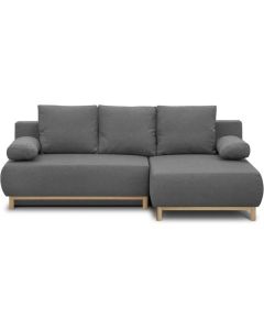 Canapé d'angle droit convertible mika 3 places - tissu gris clair - coffre de rangement - l218 x p98/145 x h84 cm