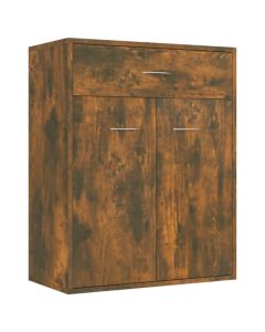 Buffet Chêne Fumé 60x30x75 cm Bois d'Ingénierie avec Grand Espace de Rangement