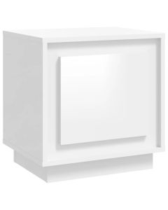 Table de chevet blanc brillant moderne en bois d'ingénierie 44x35x45 cm