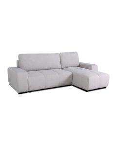 Canapé d'angle convertible réversible 3 places avec coffre de rangement en tissu gris Sierra - 160 x 82 x 243 cm