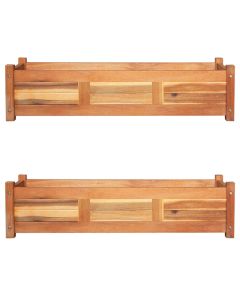 Jardinière lit surélevé plantes fleurs jardin 2 pièces 100 x 30 x 25 cm bois d'acacia