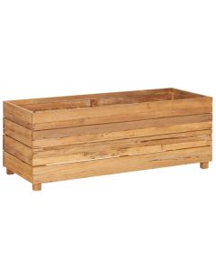 Lit surélevé jardinière 100 x 40 x 38 cm bois de teck recyclé et acier