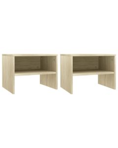 Ensemble de 2 tables de chevet en bois d'ingénierie chêne sonoma 40x30x30 cm
