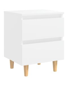 Table de chevet avec pieds en pin blanc 40x35x50 cm