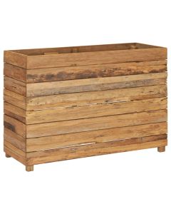 Jardinière lit surélevé plantes fleurs jardin 100 x 40 x 72 cm bois de teck recyclé et acier