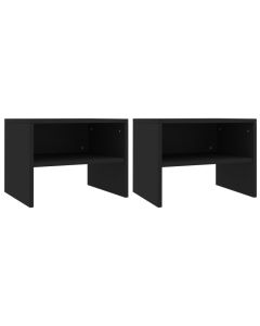 Ensemble de 2 tables de chevet noires en bois d'ingénierie 40x30x30 cm