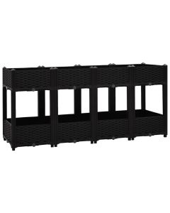 Jardinière lit surélevé plantes fleurs jardin 160 x 40 x 71 cm polypropylène noir