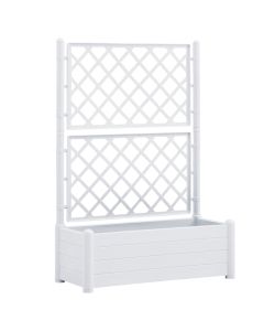 Jardinière avec treillis 100 x 43 x 142 cm jardin plantes fleurs PP blanc