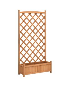 Jardinière en bois avec treillis pour plantes grimpantes - Bois massif de sapin marron - 90 x 35 x 180 cm