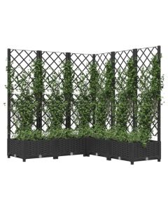 Jardinière avec treillis noir en PP résistant aux intempéries pour plantes grimpantes - 120x120x121,5 cm
