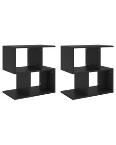 Ensemble de 2 tables de chevet noires en bois d'ingénierie de 50x30x51,5 cm