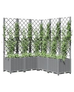 Jardinière avec treillis en polypropylène gris clair pour plantes grimpantes 120x120x136cm