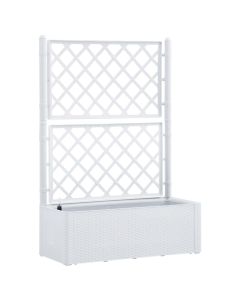 Jardinière lit surélevé plantes fleurs jardin et treillis et système d'arrosage 142 cm blanc