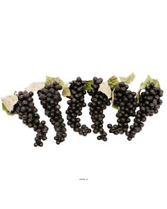 Raisin Noir artificiel 90 grains X 6 en Plastique soufflé L 28 cm VENTE SOUMISE A DECRET