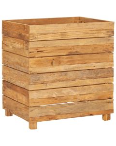 Jardinière lit surélevé plantes fleurs jardin 50 x 40 x 55 cm bois de teck recyclé et acier