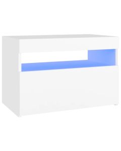 Table de chevet avec lumières LED blanches 60x35x40 cm