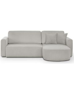 Canapé d'angle convertible et réversible 3 places galet - velours côtelé gris - coffre de rangement - l238 x p154 x h86 cm