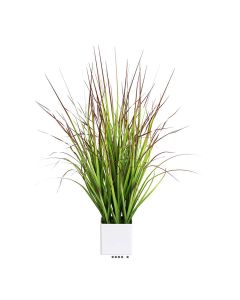 Herbe folle en pot artificielle H 76 cm Vert-Rouge