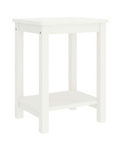 Table de chevet en bois de pin massif blanc avec étagère 35x30x47 cm