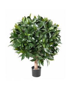 Laurier artificiel en pot boule sur son tronc pour extérieur H 70 cm Vert