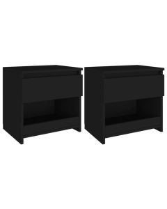 Tables de chevet 2 pcs noir 40x30x39 cm aggloméré