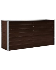 Jardinière lit surélevé plantes fleurs jardin 160 x 40 x 77 cm acier galvanisé marron