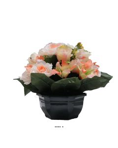 Coupe fleurs artificielles roses et lys D 28 cm Rose saumon