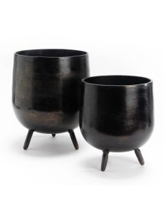 Set de 2 cache pots noir