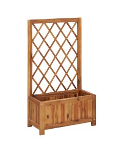 Jardinière lit surélevé plantes fleurs jardin 100 cm avec treillis bois massif d'acacia