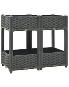 Jardinière lit surélevé plantes fleurs jardin80 x 40 x 71 cm polypropylène gris foncé