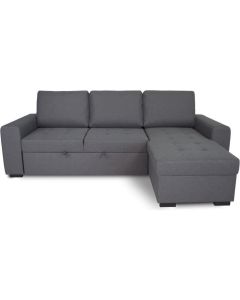 Canapé d'angle convertible réversible cathy 3 places - tissu gris - l 242 x p 155 x h 85 cm