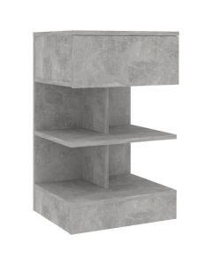 Table de chevet en bois d'ingénierie gris béton 40x35x65 cm