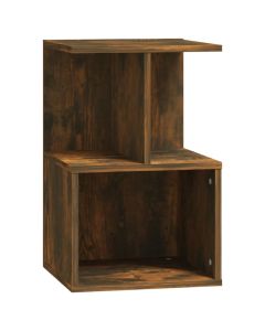 Table de chevet en chêne fumé avec rangement et cadre robuste en bois d'ingénierie - 35x35x55 cm