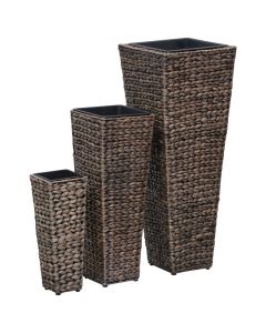 Jardinière lit surélevé plantes fleurs jardin 3 pièces jacinthe d'eau marron foncé